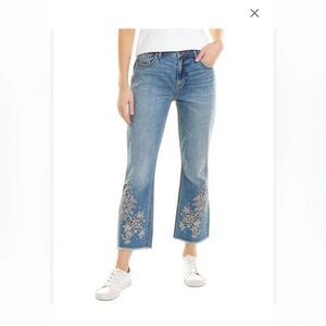 Johnny Was West Side Eyelet Baby Boot Embroidered Jeans Size 30